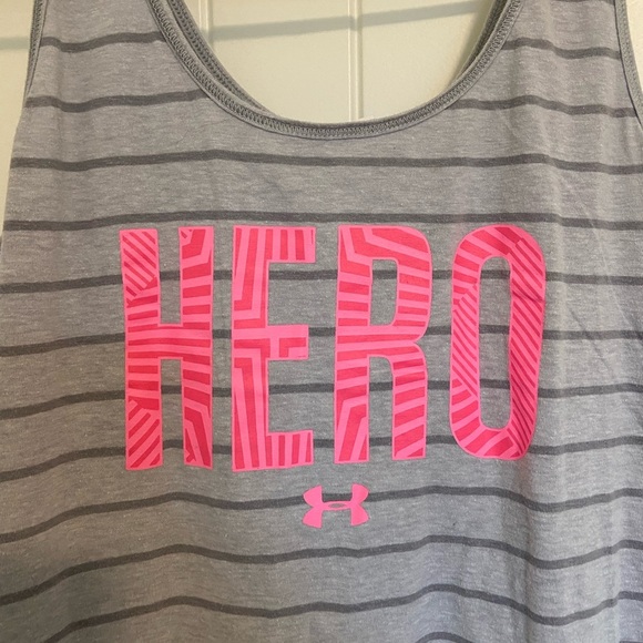 Under Armour women’s semi-fitted heat gear gray striped hero active tank small‎ - Picture 2 of 6